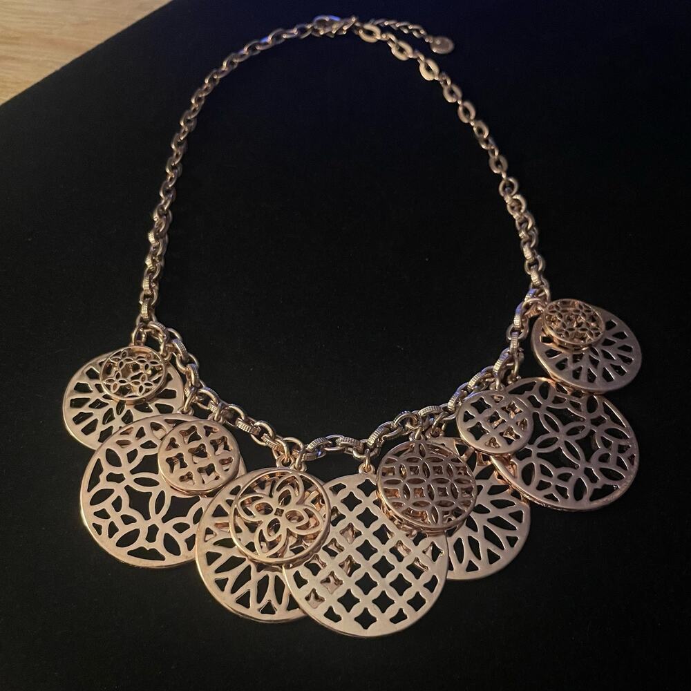 Charter Club Gold Tone Filigree Discs Necklace - Picture 2 of 2